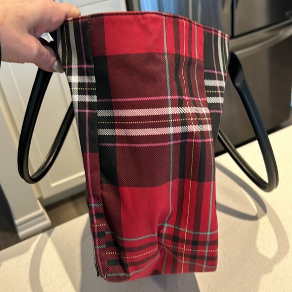 Victoria’s Secret Red Plaid Signature Weekend Tote Bag Purse - Picture 8 of 11